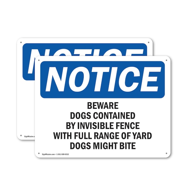 Signmission OSHA Beware of Dog OSHA Notice Sign, Plastic, 10in W x 7in L, 2PK OS-2PACK-NS-P-710-L-17039 - main